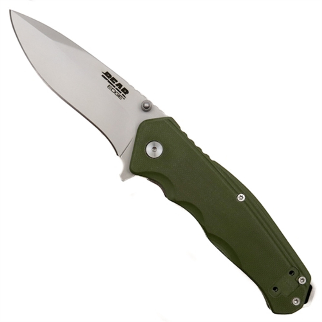 Bear Edge 61102 OD Green Sideliner G-10 Flipper Knife, Bead Blast Blade