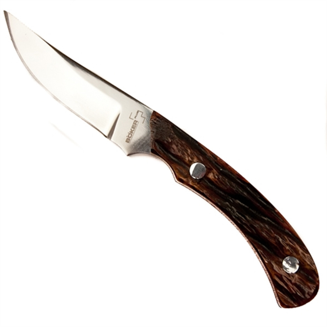 Boker Plus Cowboy Crossdraw Fixed Blade Knife, Jigged Bone FRONT VIEW