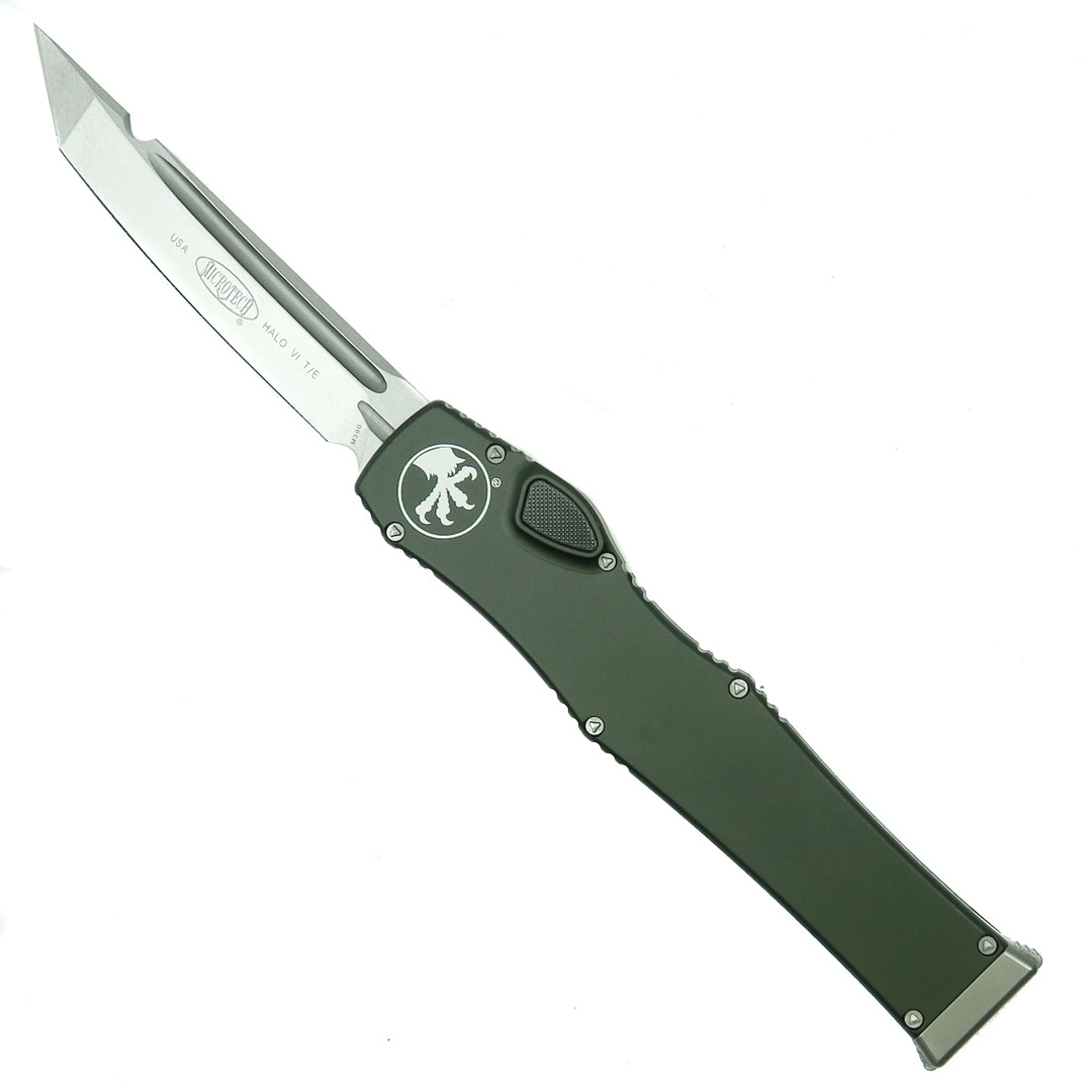 Microtech 250-10OD OD Green Halo VI T/E OTF Auto Knife, Stonewash Blade