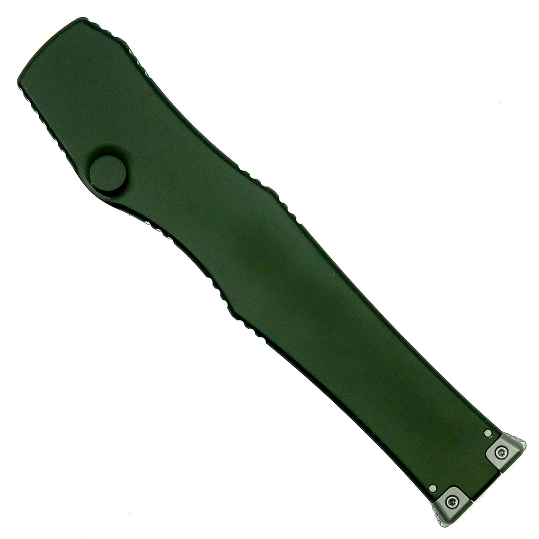 Microtech 250-10OD OD Green Halo VI T/E OTF Auto Knife, Stonewash Blade Closed View