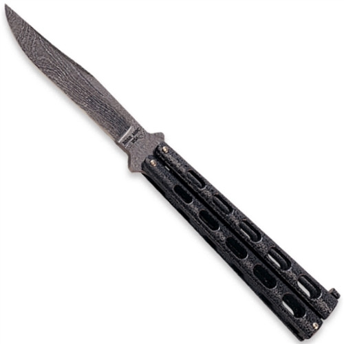 Bear & Son 114D Silver Vein Balisong Butterfly Knife, Damascus Blade