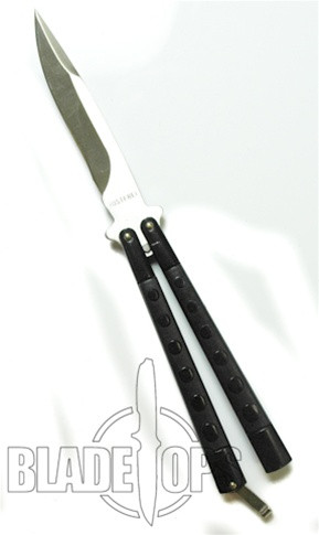 Heavyweight Butterfly Knife, Black Handle, Plain Edge