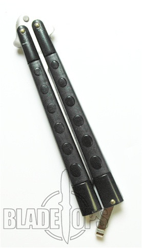 Heavyweight Butterfly Knife, Black Handle, Plain Edge