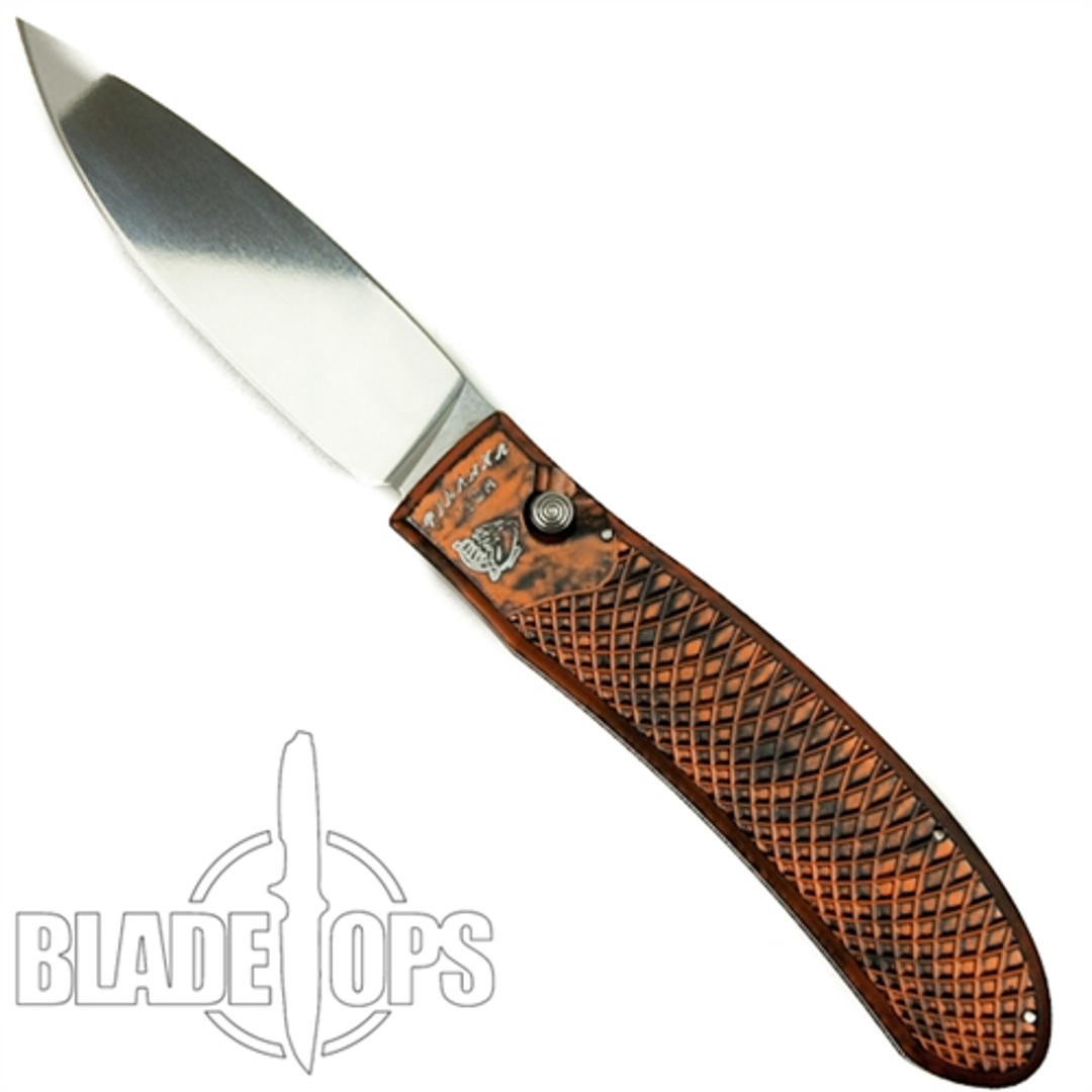 Piranha Orange Toxin Auto Knife, 154CM Mirror Blade