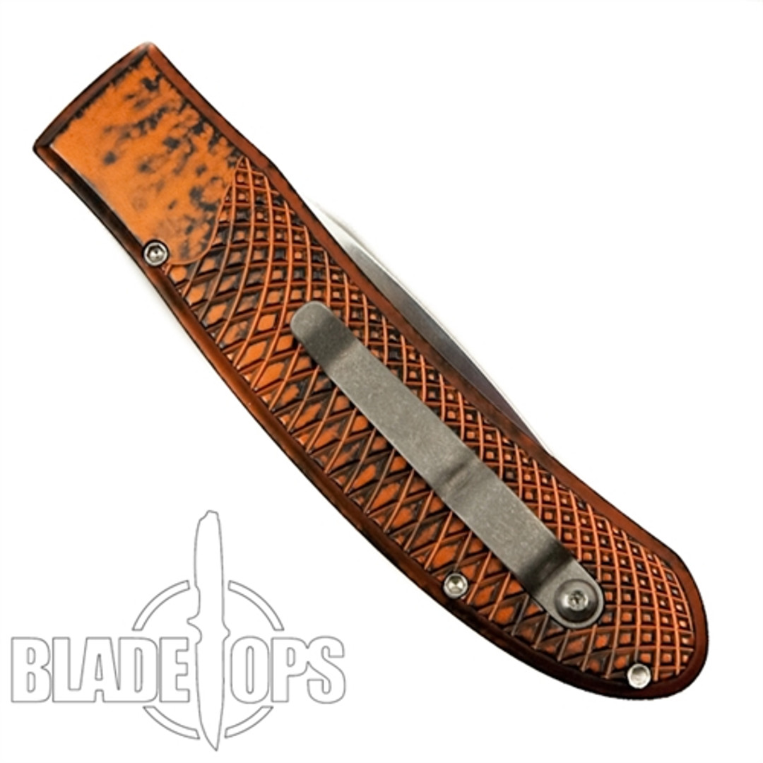 Piranha Orange Toxin Auto Knife, 154CM Mirror Blade