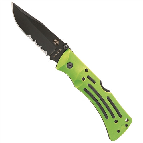 KA-BAR Zombie MULE LockBack Knife, Black Clip Point Combo Blade