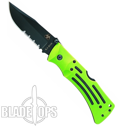 KA-BAR Zombie MULE LockBack Knife, Black Clip Point Combo Blade