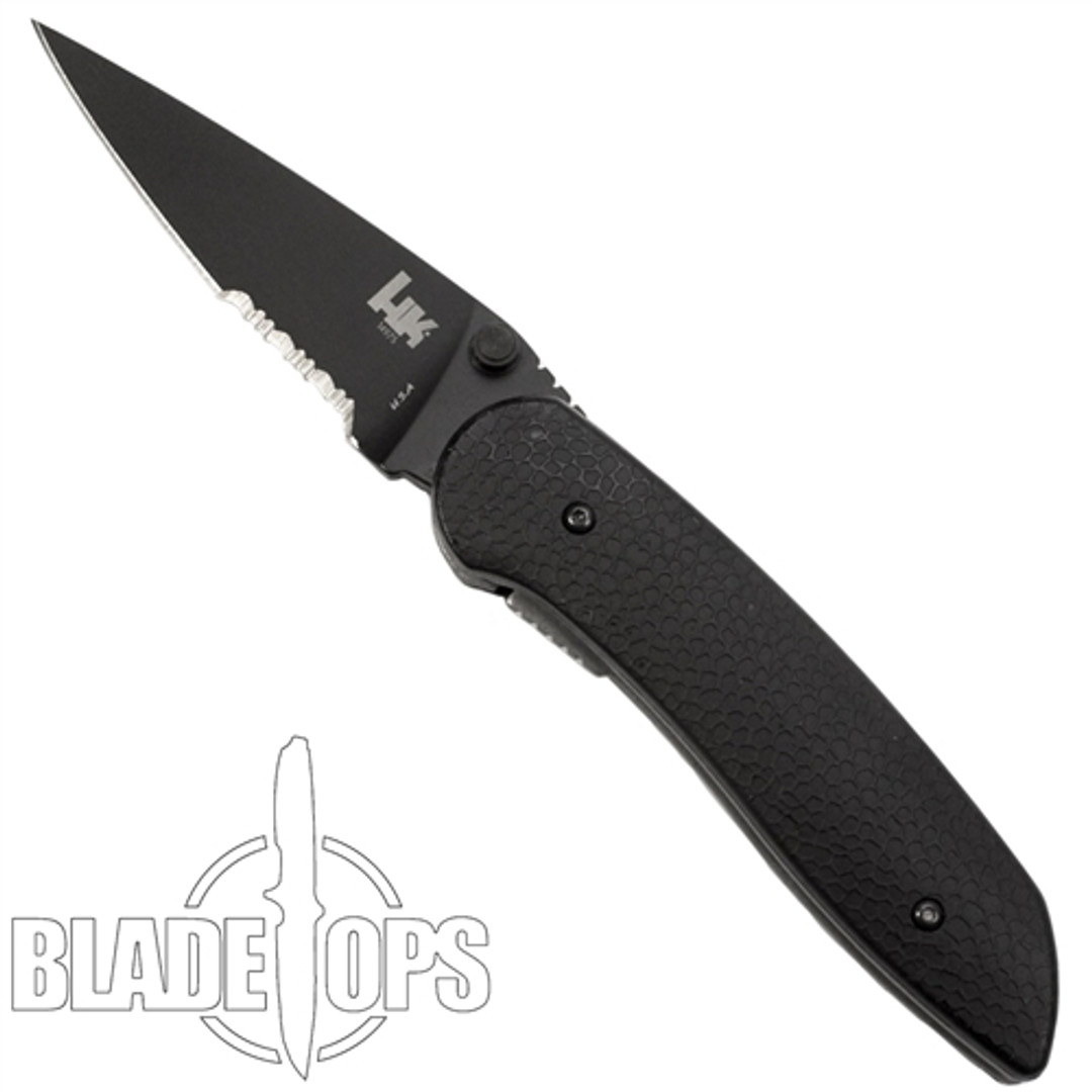 Benchmade H&K Scorch Dual Action Knife, Black Combo Edge Spear Point