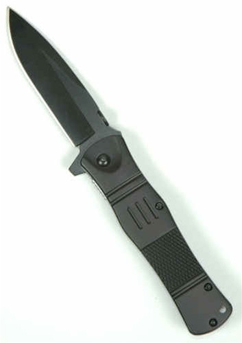 Pharaoh Spring Assisted Knife, Black Tactical Plain Edge