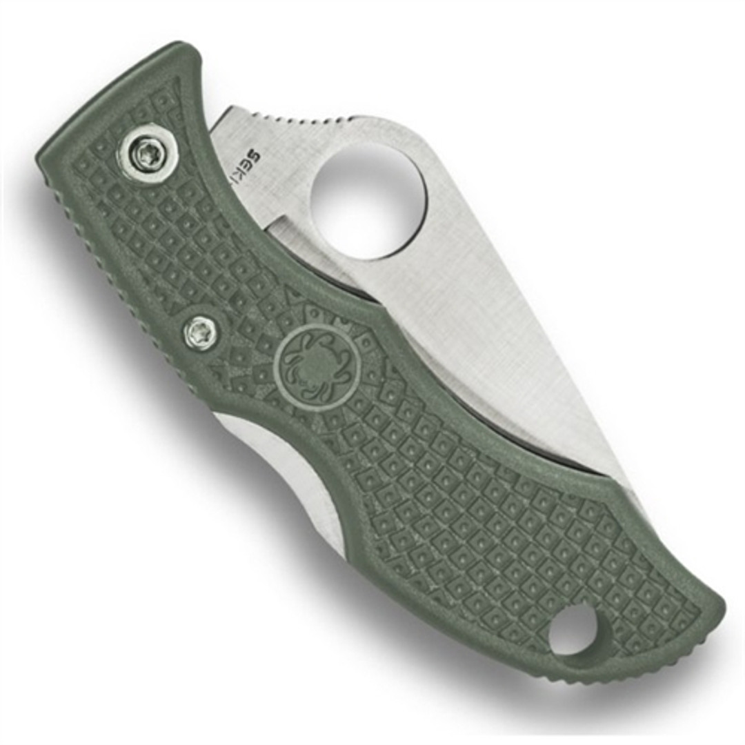 Spyderco Ladybug 3 Folder Knife, Foliage Green FRN Handle, Plain Edge, Back View