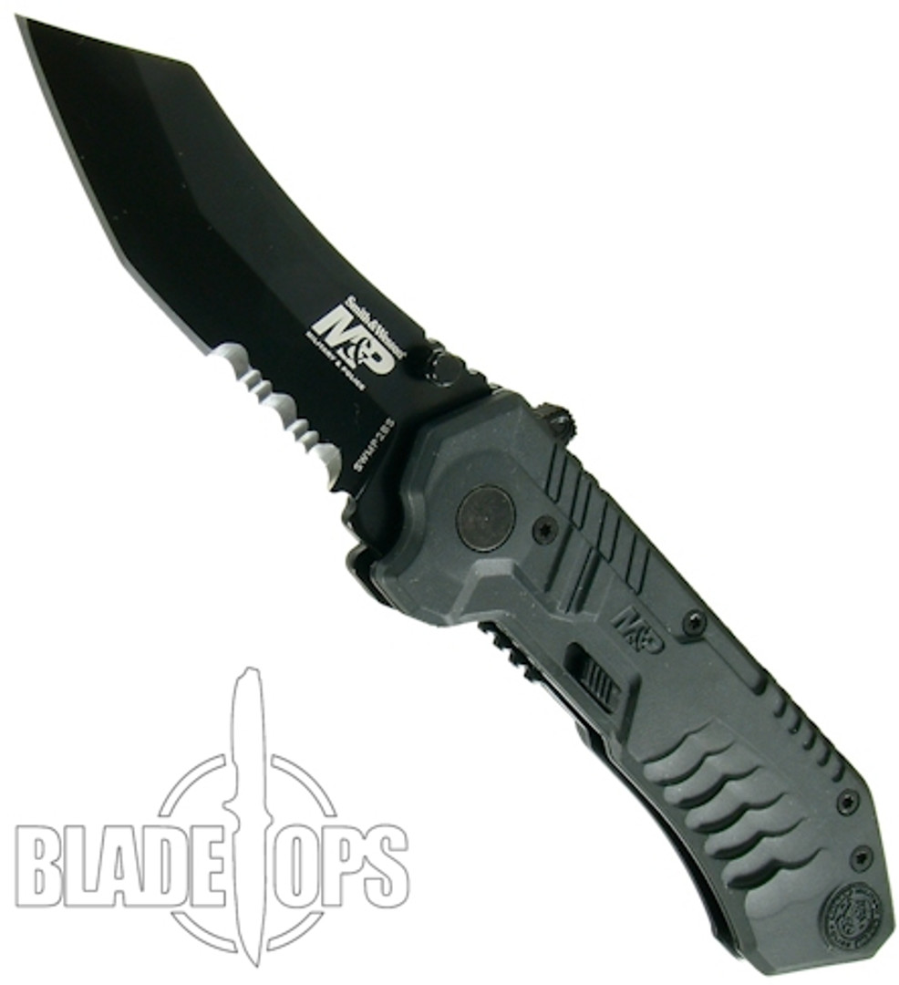 Smith & Wesson Military & Police MAGIC Assist Black Combo Scoop Back Tanto Blade, SWMP2BS