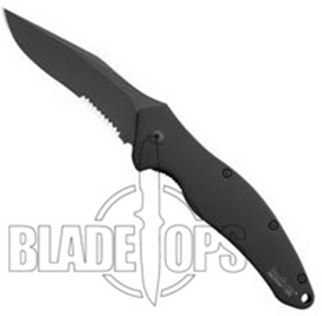 Kershaw Shallot Spring Assist Knife, Black Part Serrated Blade, 1840CKTST