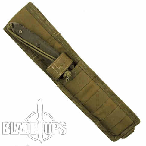Spartan Blades Spartan Breed Fighter Knife, Flat Dark Earth Blade, Green Handle, Tan Nylon MOLLE Sheath
