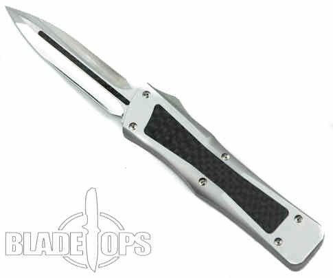 Microtech Custom Stainless Steel Troodon OTF Knife, Carbon Fiber Insert High Polish Blade
