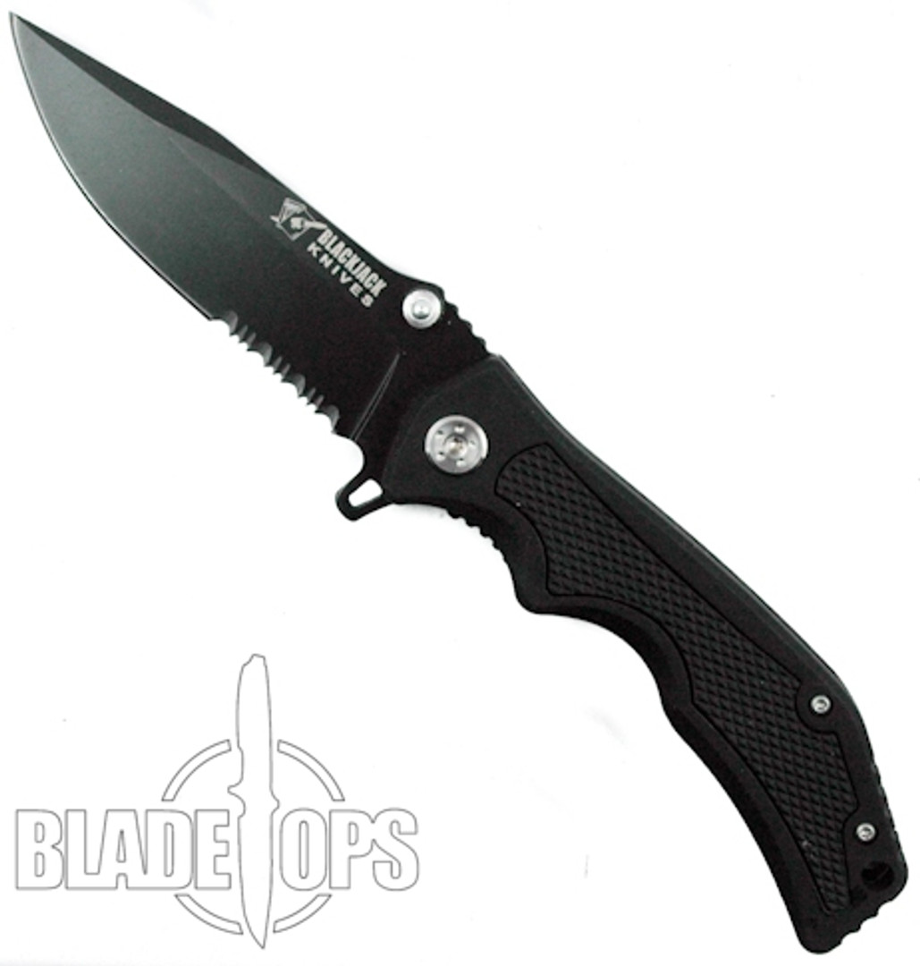 Blackjack Model 3 Tactical Drop Point Spring Assist Knife, Combo Edge, BJ038S