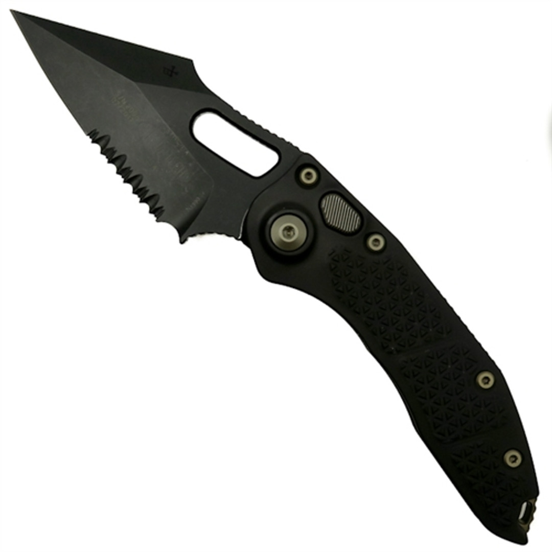 Microtech 169-2DLC Borka Stitch Wharncliffe Auto Knife, DLC Black Combo Blade