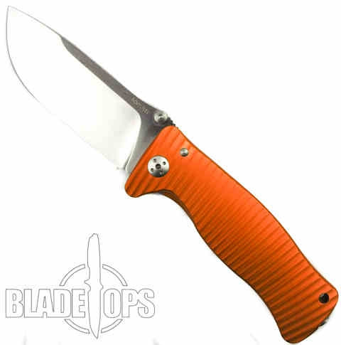 Lion Steel Knives SR1-Al Orange Aluminum Folder Knife, Satin Plain Blade
