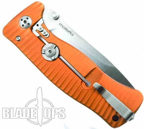 Lion Steel Knives SR1-Al Orange Aluminum Folder Knife, Satin Plain Blade