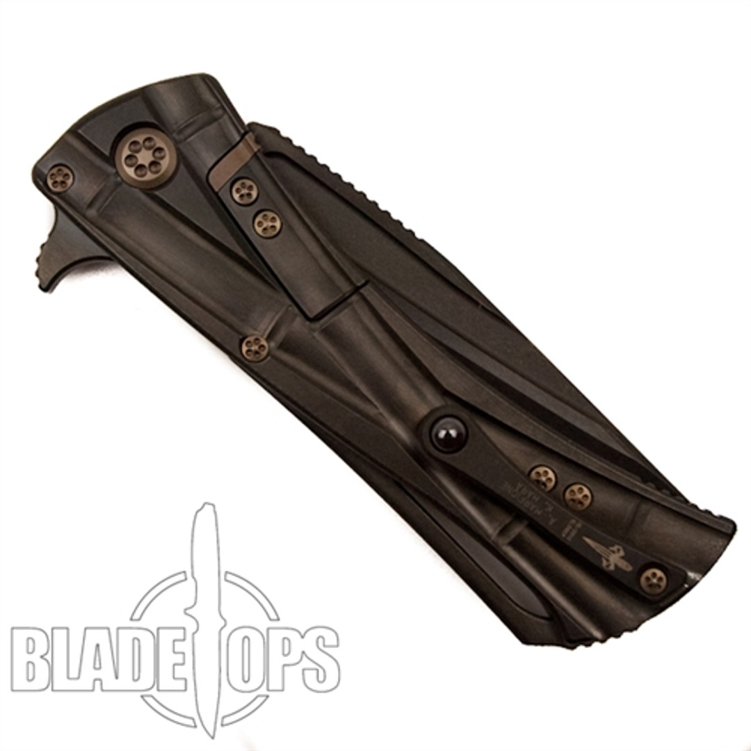 Marfione Custom Hara Closer Knife, Black Titanium Frame, DLC Apocalyptic Blade Finish