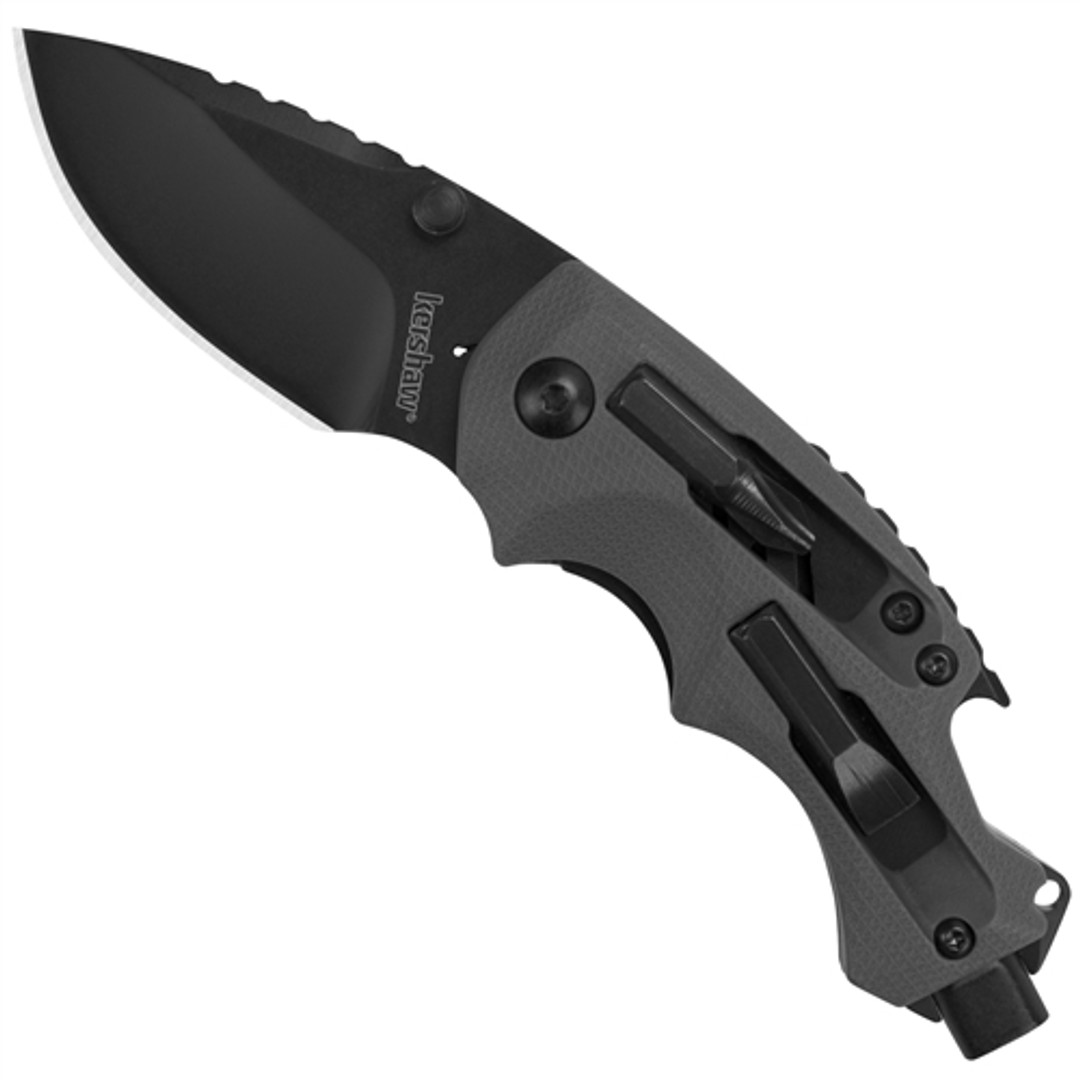 Kershaw 8720 Dark Grey Shuffle DIY Multi-Tool Folder Knife, Black Blade