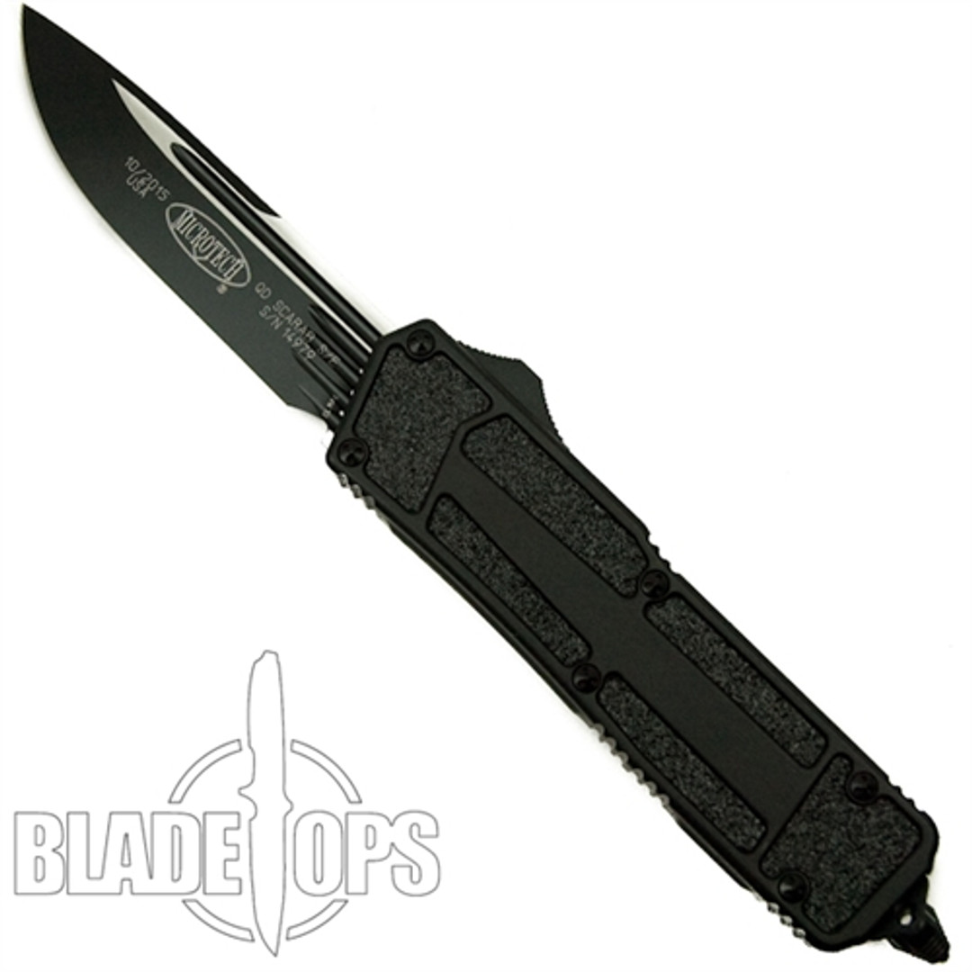 Microtech Tactical QD Scarab OTF Knife, Black Plain Blade