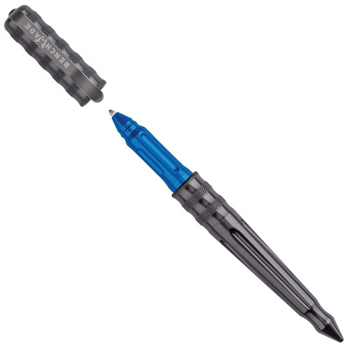 Benchmade 1100-01 Charcoal Anodized Pen, Blue Grip, Blue Ink