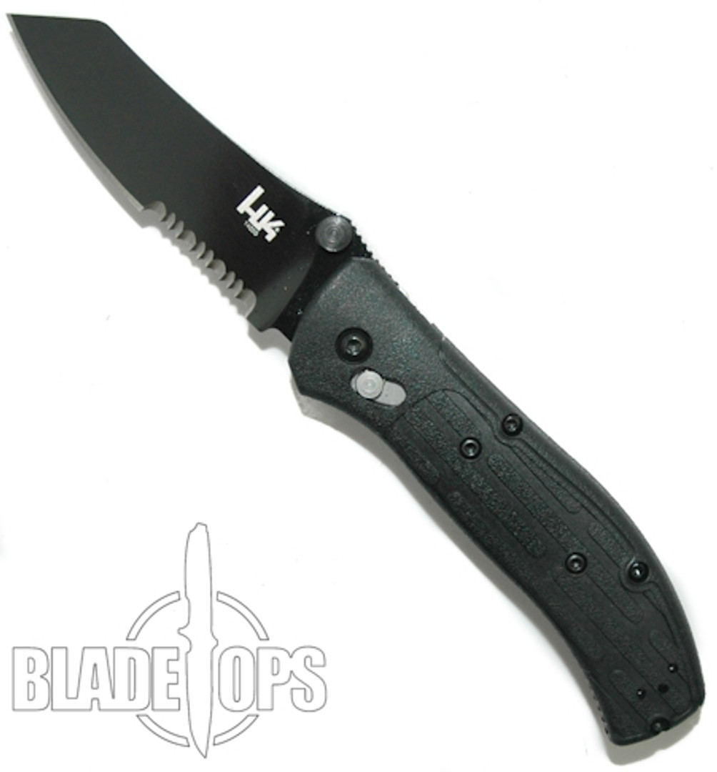 Benchmade H&K 14055SBT Enigma Folder Knife, Black Reverse Combo Edge Tanto Blade