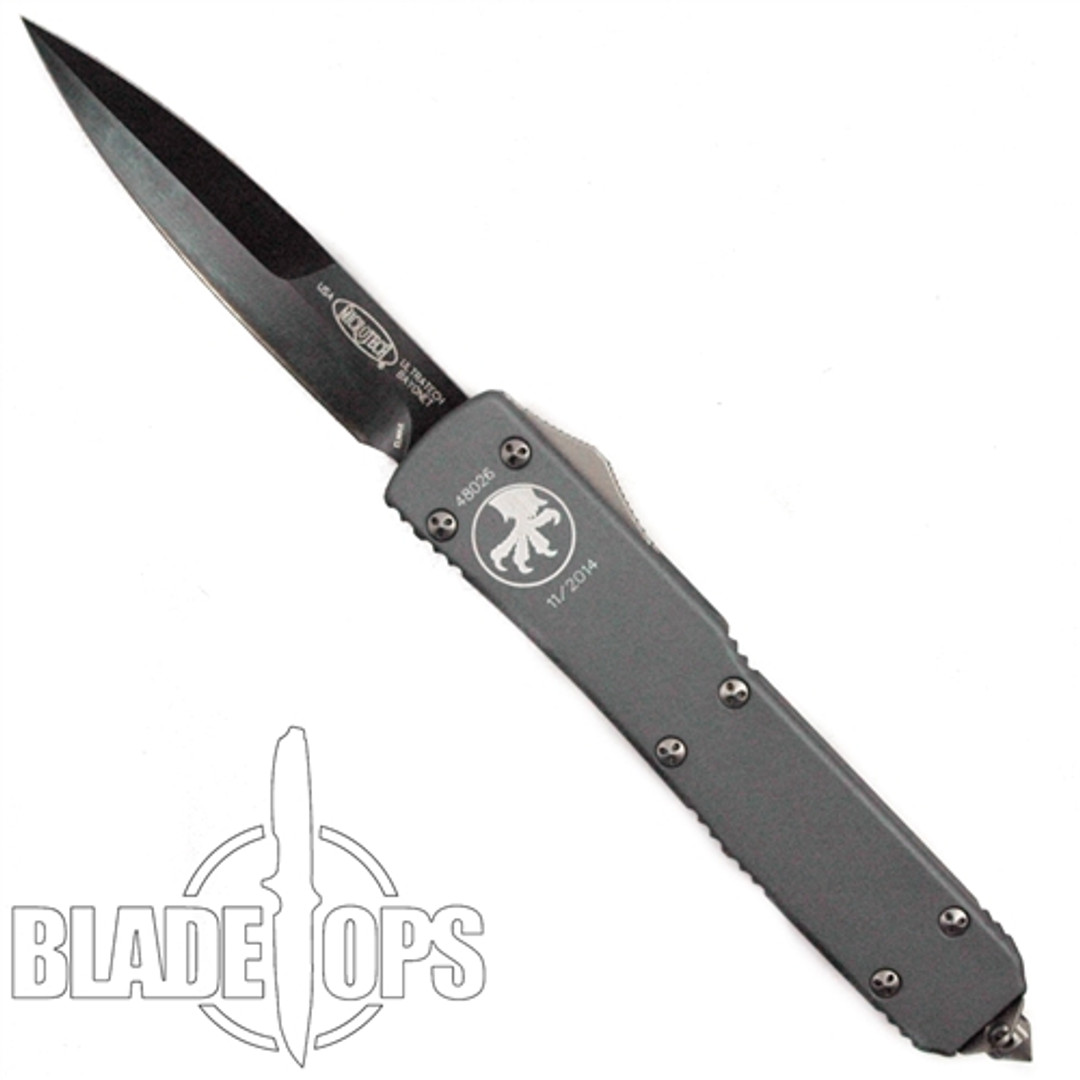 Microtech Grey Ultratech OTF Knife, Bayonet DLC Blade