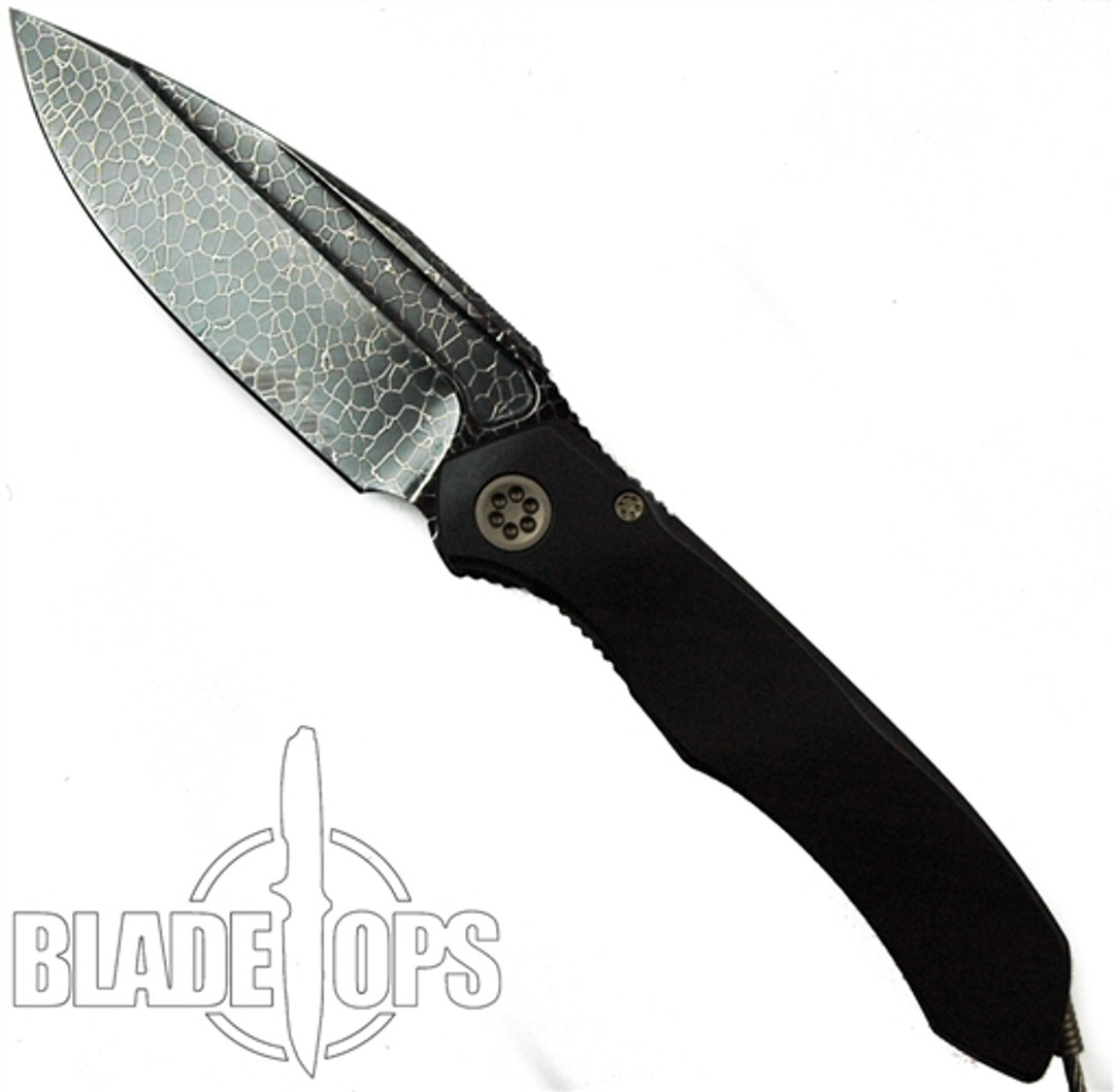 Marfione Custom Anax Integral Frame Lock Knife, Blued Damascus