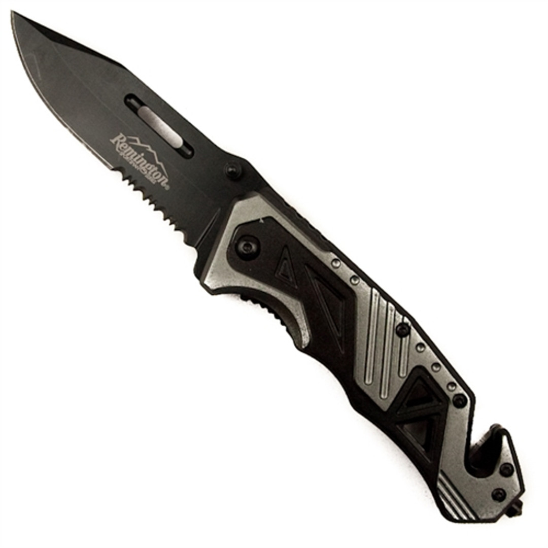 Remington Rescue Spring Assist Knife, Black Blade, Combo Edge