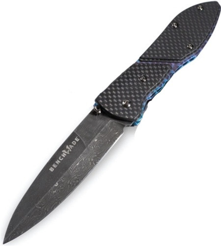 Benchmade Gold Class 875-101 Dark Star Folding Knife, Rob Thomas Fireball Damascus Blade, Carbon Fiber Scales