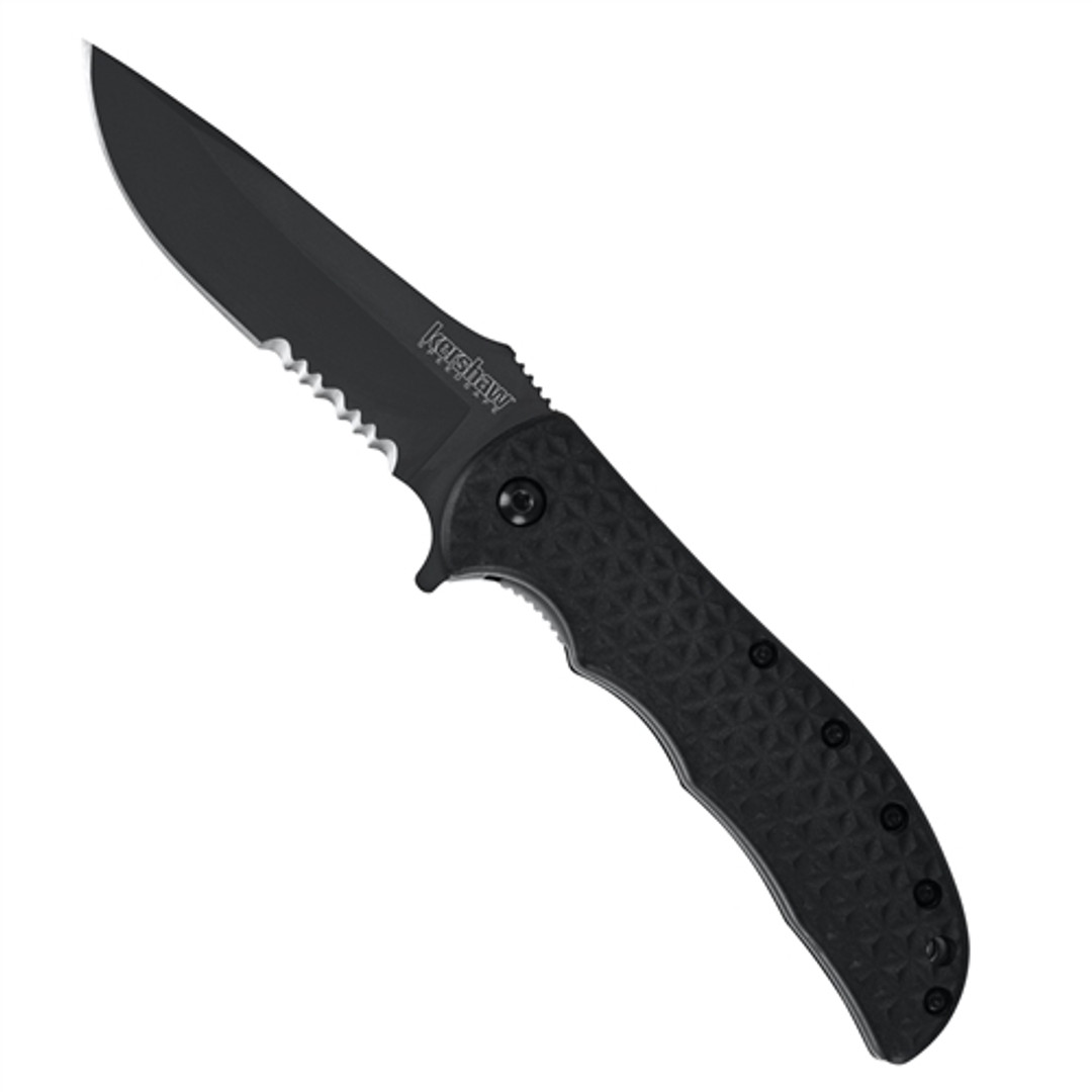Kershaw Volt II 3650CKTST Spring Assisted Knife, Black Drop Point Combo Blade