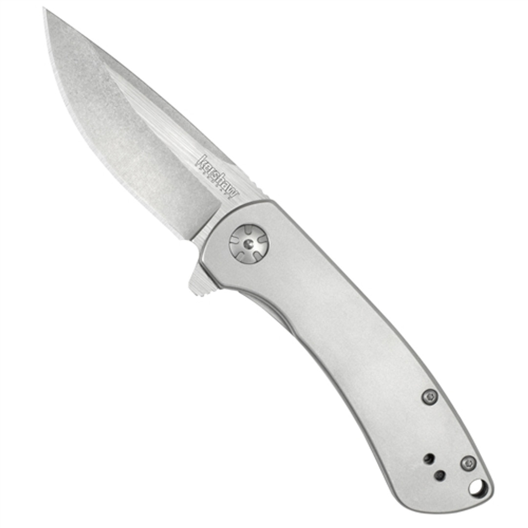 Kershaw Les George Pico Flipper Assist Knife, Frame Lock, Stonewash/Satin, Plain Blade