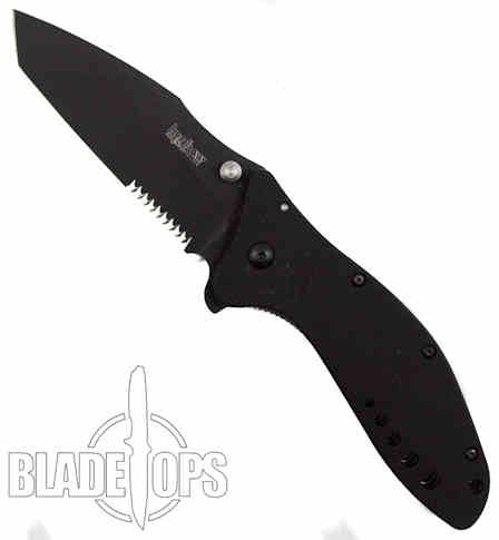 Kershaw Cyclone Assist Knife, Tanto Black, Part Serrated