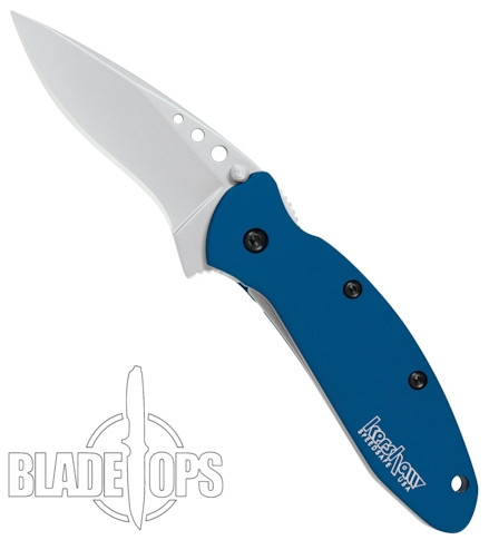 Kershaw Scallion Assist Knife, Blue Handle, Plain Blade, KS1620BL