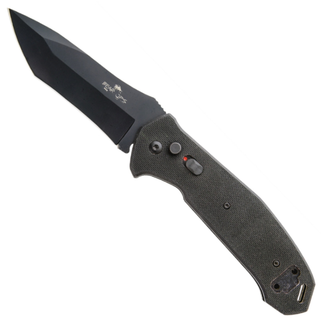 Bear OPS AC-551-B4-B Bold Action V Tanto Auto Knife, Black Blade