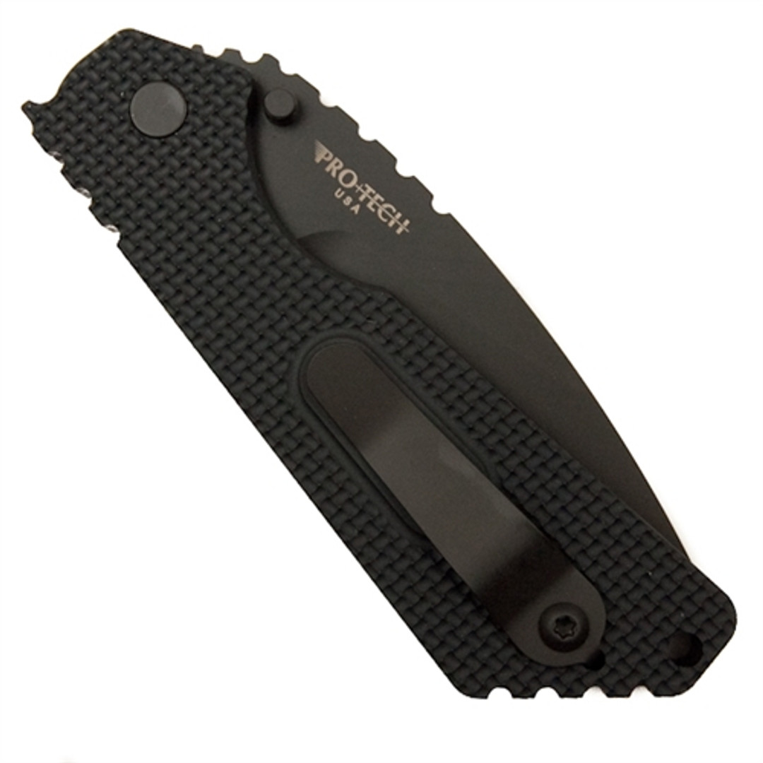 Pro-Tech Strider Knurl Grip SnG Auto Knife, 154CM DLC Black Combo Blade