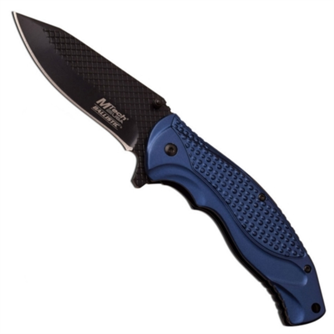 MTech USA MT-A948BL Blue Spring Assist Knife, Black Blade