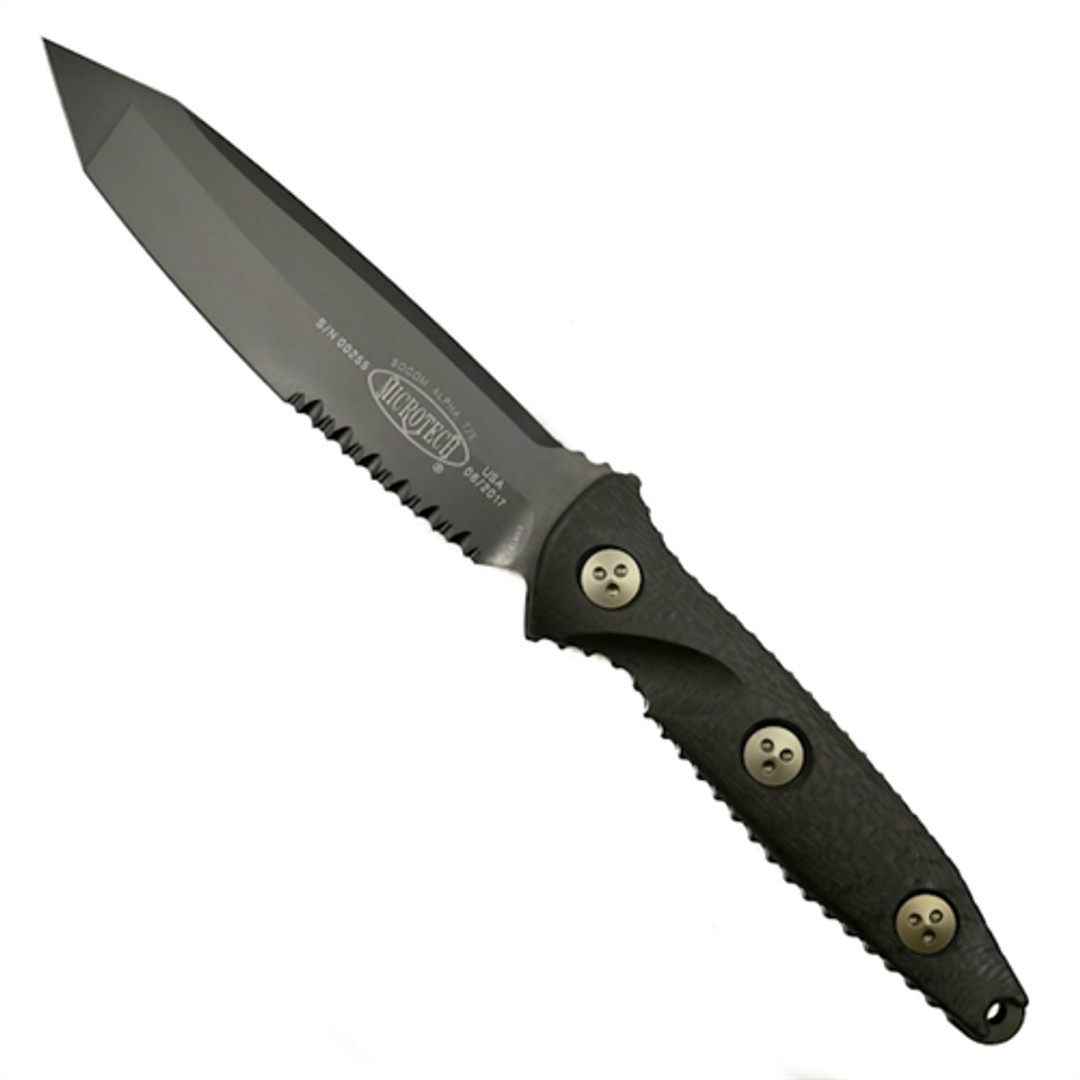 Microtech 114-2DLC Socom Alpha T/E Fixed Blade Knife, DLC Black Combo Blade