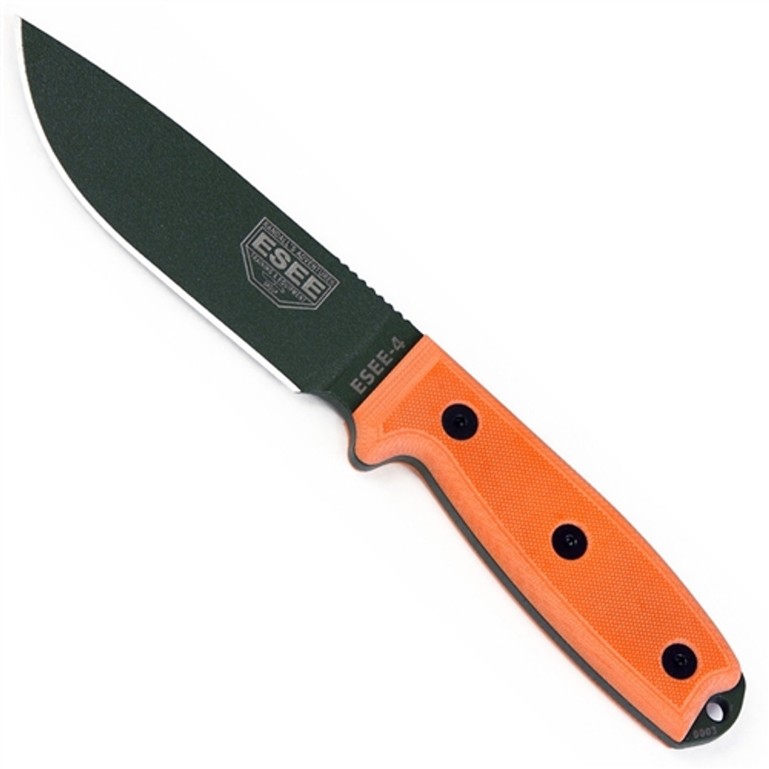 ESEE Knives ESEE-4P-OD Orange Fixed Blade Knife, 1095 Carbon OD Green Blade