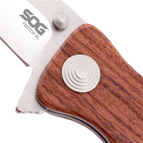 SOG Twitch XL Spring Assist Knife, Satin Blade, Rosewood Handle
