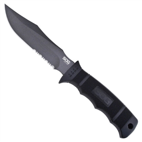 SOG M37-K SEAL Pup Fixed Blade Knife, Kydex Sheath, AUS-8 Black Combo Blade