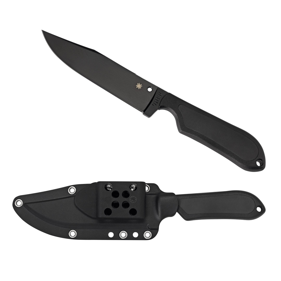 Spyderco Street Bowie Fixed Blade Knife, Black Plain Blade REAR VIEW