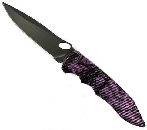 Piranha Plum Predator Auto Knife, CPM-S30V Black Blade