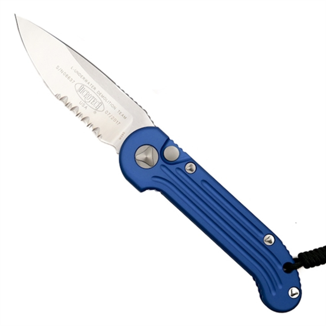 Microtech 135-5BL Blue LUDT Auto Knife, Satin Combo Blade