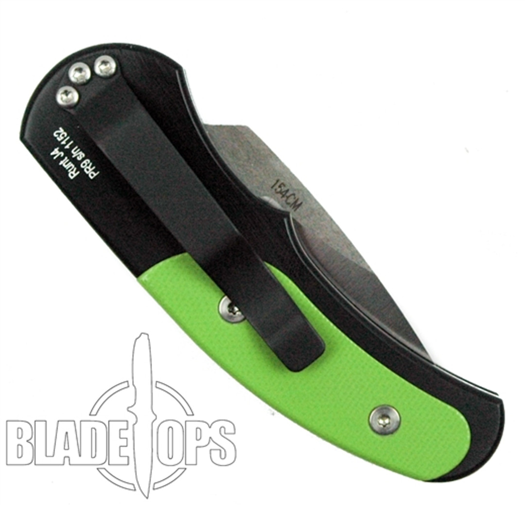 ProTech J4 Cali-Legal Auto Knife, Neon Green G10, Satin Plain Blade