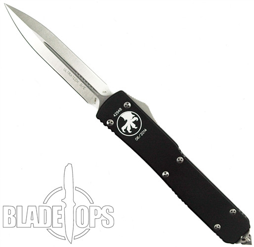 Microtech Ultratech OTF Knife, Stonewash Plain, Double Edge, MT122-10