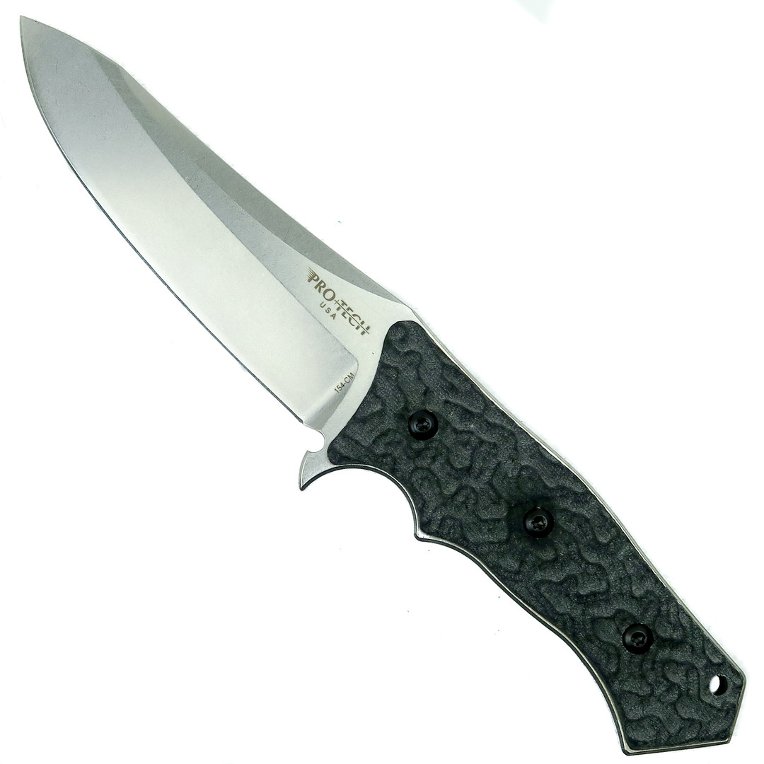 ProTech Spindrift SD1 Fixed Blade Knife, Stonewash Plain Blade, Black