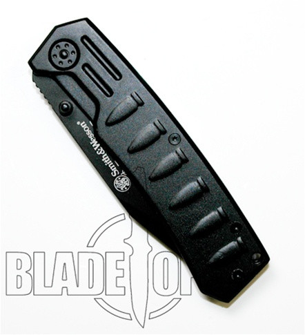 Smith & Wesson Bullseye Linerlock Tanto Knife, Black, Plain, SW112
