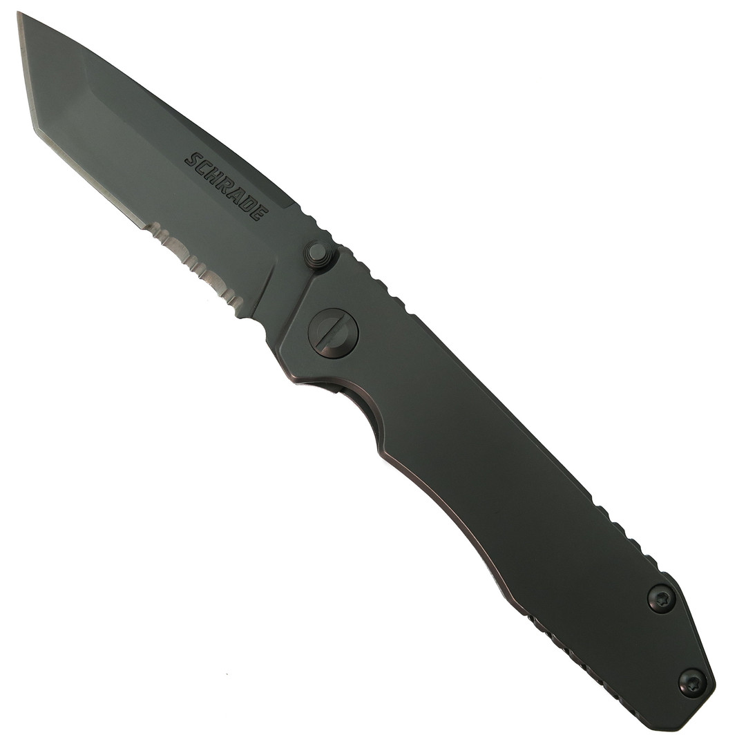 Schrade SCH307S FrameLock Folding Knife, Combo Tanto Blade 